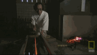 日本刀淬火变形过程.gif