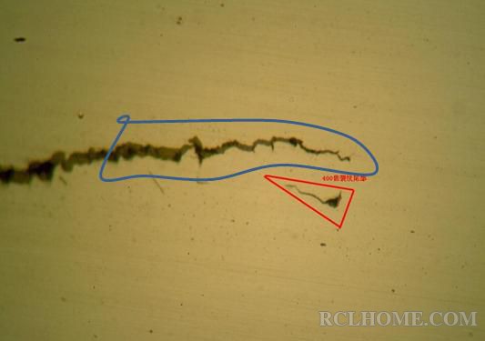 蓝色线裂纹内都是氧化铁